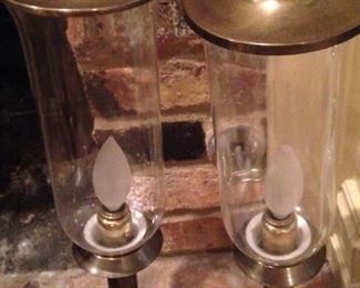 Brass with glass globes lamps