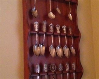 Wooden spoon rack and collector spoons