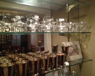 Collection of mint julep cups and other bar glasses