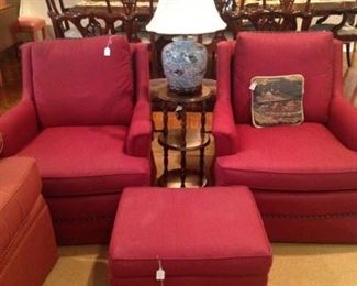 Two very comfortable red club chairs