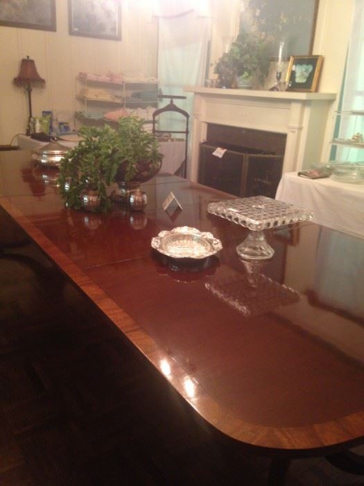 Elegant dining room table (no chairs but accommodates 10 easily)
