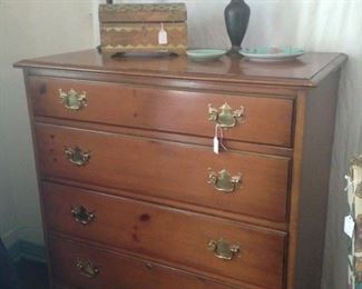 Sturdy vintage chest with brass pulls 