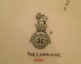 Royal Doulton "The Lorraine" china from England (Royal Doulton was an English ceramic manufacturing company producing tableware and collectables, dating from 1815.)
