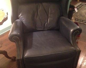 Wingback leather recliner
