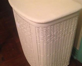 White wicker hamper