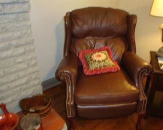 BarcaLounger reclining chair, leather