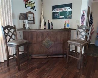 Awesome Bar with Two Barstools,, Includes Footrest