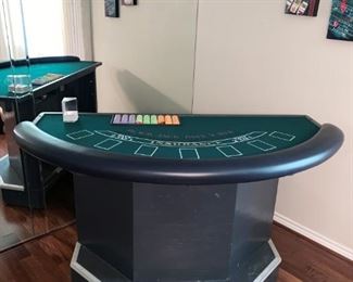 Blackjack Table Complete with Card Holder and Chips