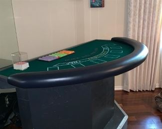 Blackjack Table Complete with Card Holder and Chips