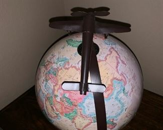 Unique Globe with Airplane Decor