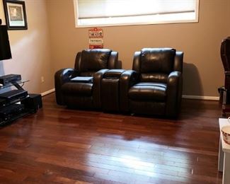 Two Theater Chairs, Both Electric with Center Console