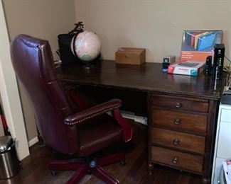 Nice Wooden Desk, Leather Office Chair