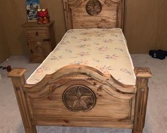 Awesome Rustic Wood Twin Bed with Texas Star ;)