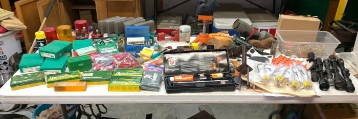 Table Full of Gun / Ammo Supplies