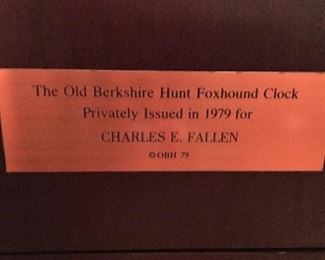 VINTAGE THE OLD BERKSHIRE HUNT FOXHOUND CLOCK.