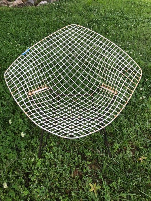 One of two - Bertoia diamond mesh chairs