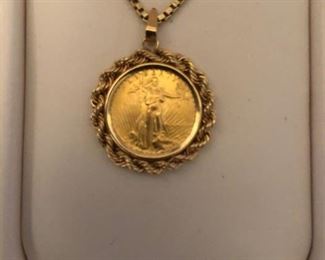 Gold coin necklace - chain not gold