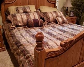 King Oakwood Interiors Furniture Bed with Mattress included. 