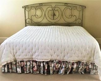 Ornate metal frame king-size bed w/mattress