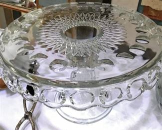 Vintage cake plate with center well