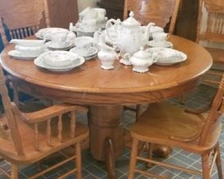 Pressed back chairs, 6 total and fabulous table