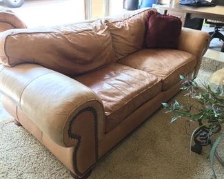 Leather sofa & matching chair
