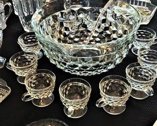 Fostoria "American" punch bowl and footed cups