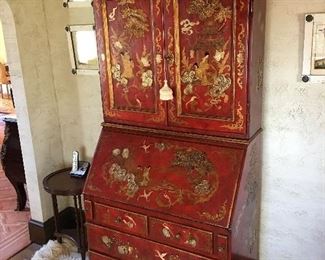 This Chinoiserie Highly Decorative Secretary Desk is made by Trouvaille.  Trouvaille made beautiful unique custom furnishings .  A rare find.