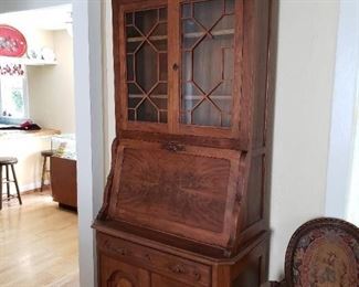 A Wonderful Antique Curio Secretary Desk Cabinet