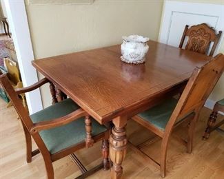 Antique Dining Table and Four Chairs