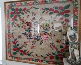 Vintage Tablecloth in Framed Glass...owned by a person in the Holocaust