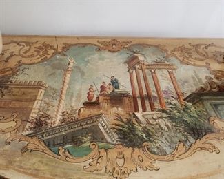 Handpainted ornate Antique Bombe Chest