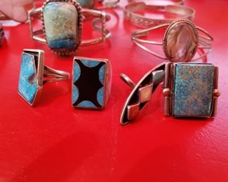Sterling Rings with Turquoise, etc.