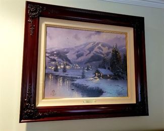 Thomas Kinkade "Olympic Mountain Evening" (2002 Salt Lake City Olympics) signed limited edition 1146/2002 framed canvas print - includes Certificate of Authenticity