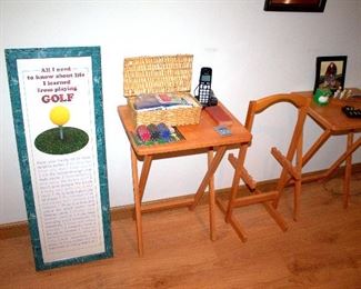 Golfing decor, TV tray tables