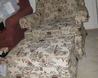 bird/birdhouse upholstered chair & ottoman