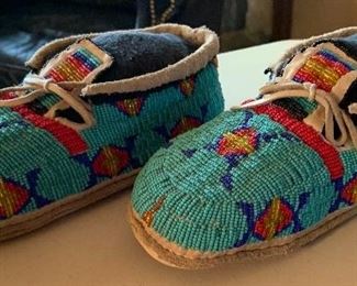 Shoshone Native American Beaded Moccasins 1950s	 