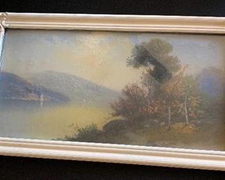 Antique Pastel Landscape Painting Signed