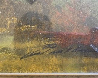 Antique Pastel Landscape Painting Signed