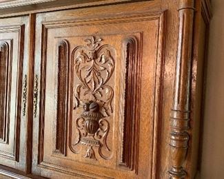 Antique Carved Oak French Cupboard/Cabinet	87x55x20in	HxWxD