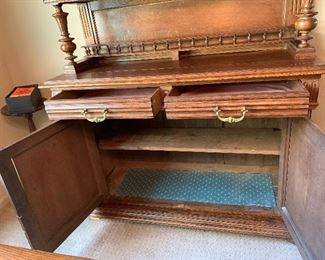 Antique Carved Oak French Cupboard/Cabinet	87x55x20in	HxWxD