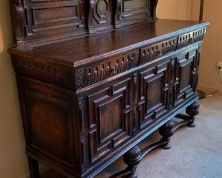 Antique Carved Oak French Sideboard	55x66x22in	HxWxD