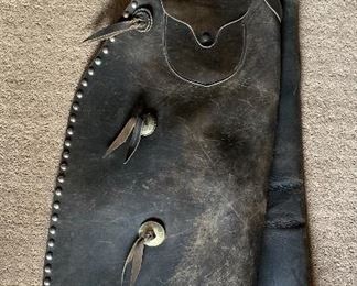 Antique Western Batwing Leather Chaps