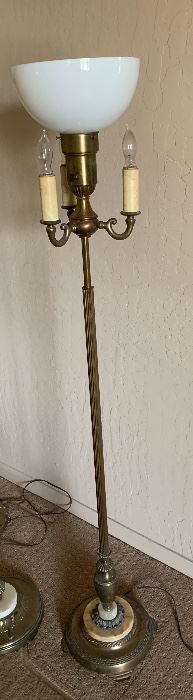 Antique Brass Torchiere 4 Head Floor Lamp