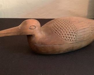 Hand Carved Duck Trinket Box	