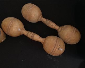 Two 1 lbs wood Dumbbells	 