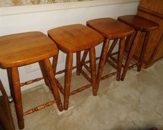 4 solid oak stools
