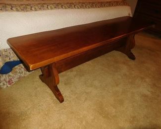 Long solid wood bench