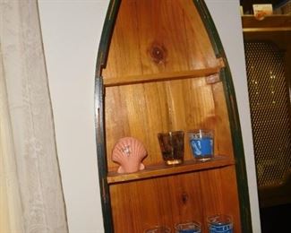 Wooden boat shelf