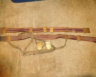 Antique fraternal or Masonic belts with brass adornments